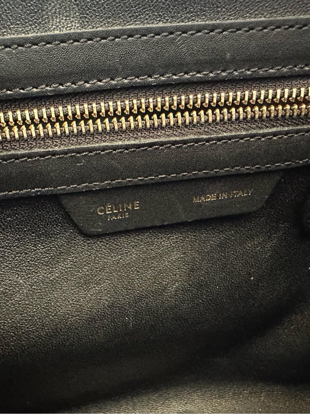 Celine Blue Suede Luggage Tote with Black Trim and Beige Sides - Picture 7 of 8